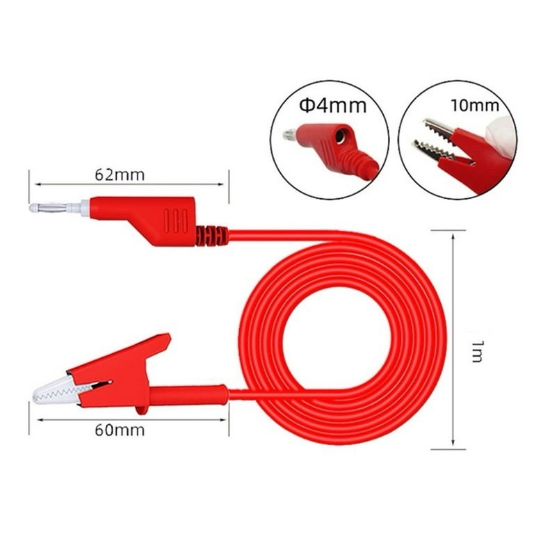 2PCS 4mm Stackable Banana Plug to Crocodile Alligator Clip Test Lead Cable Wire