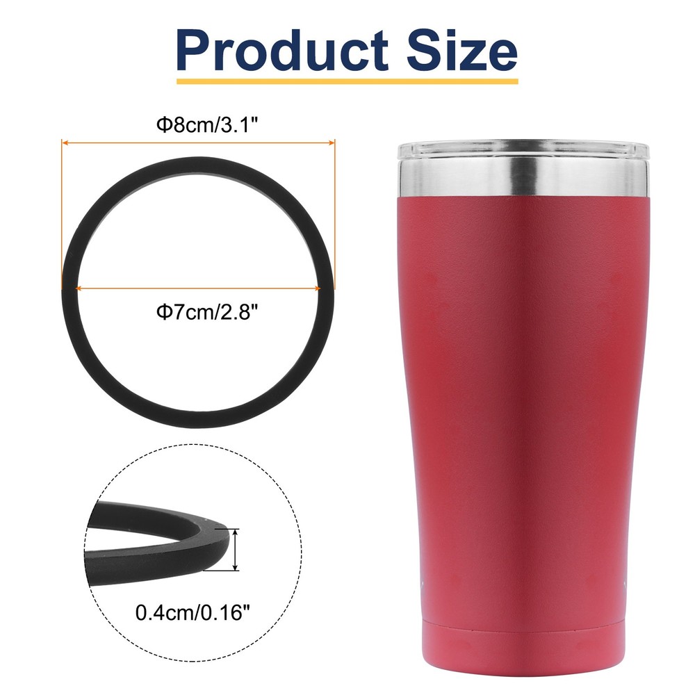 10pcs 40oz Replacement Silicone Lid Seals Ring (3", O-shaped, Black)