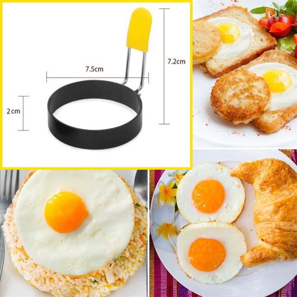 Stainless Steel Egg Ring for Frying & Muffins - 2 Pack with Handle