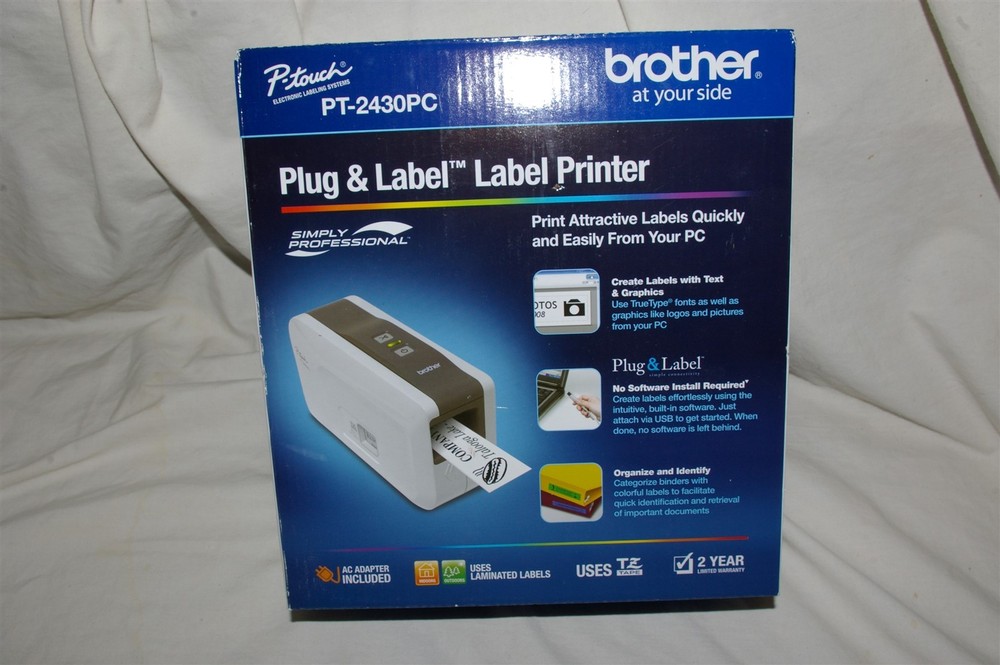 Brother P-Touch PT-2430PC Plug & Label Printer w/Auto Cutter NEW