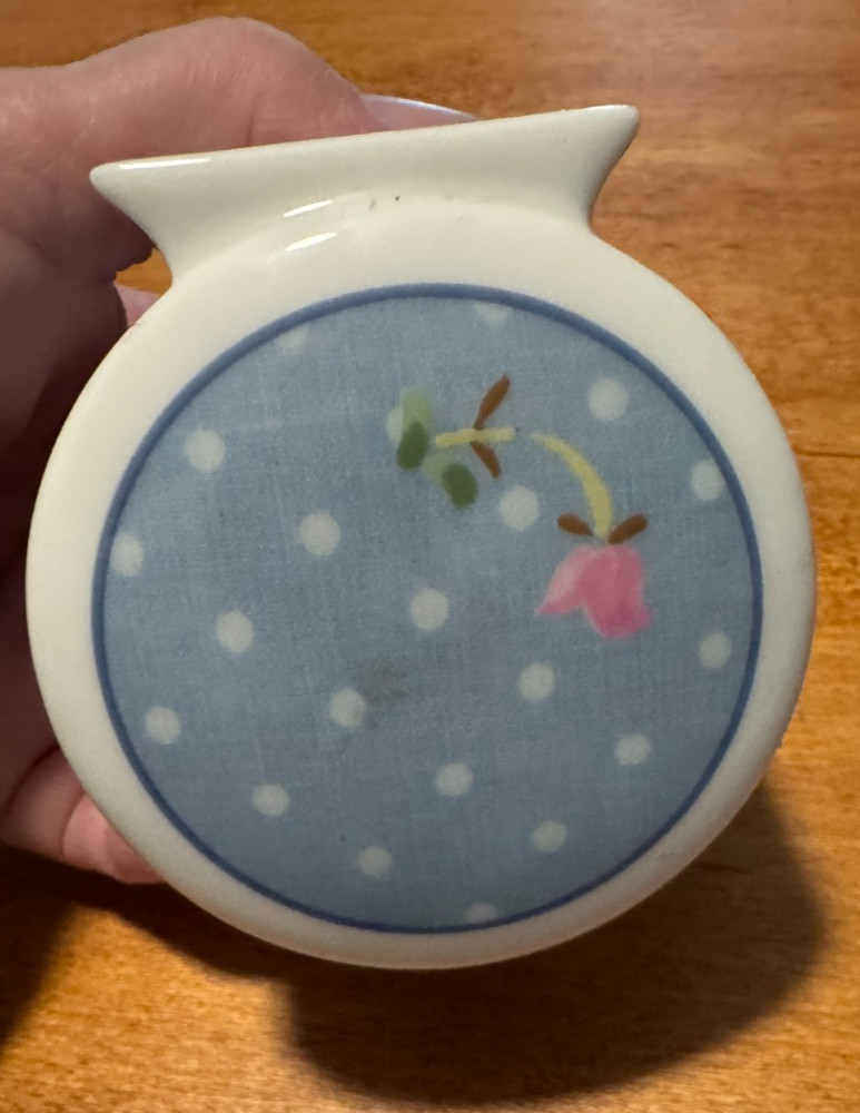 Blue & White Ceramic Porcelain Hinged Clock Works Hallmark Love Message