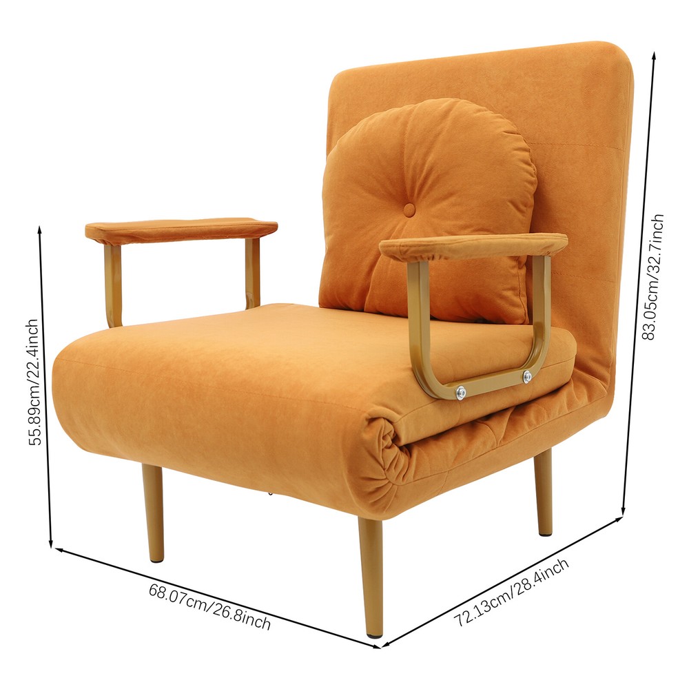 Convertible Sofa Bed w/ Pillow & 5-Position Adjustable Backrest Folding Sofa Bed