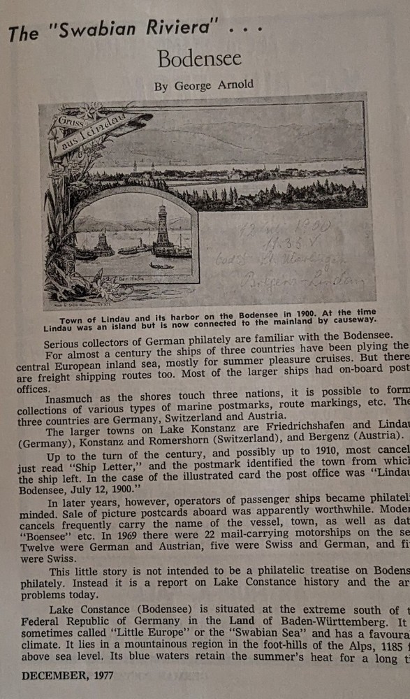 German Postal Specialist Dec 1977 Christmas Issues Bodensee Swabian Riviera