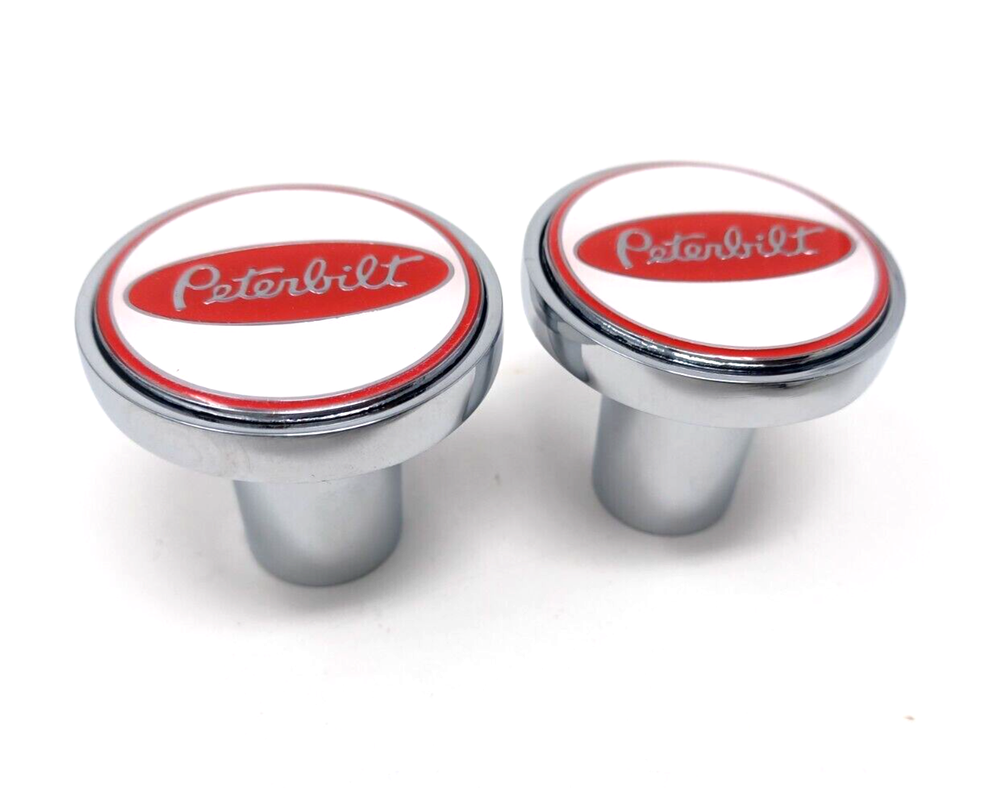 Peterbilt Air Valve Knob Chrome Tractor Trailer Set chrome Chrome w/ emblems
