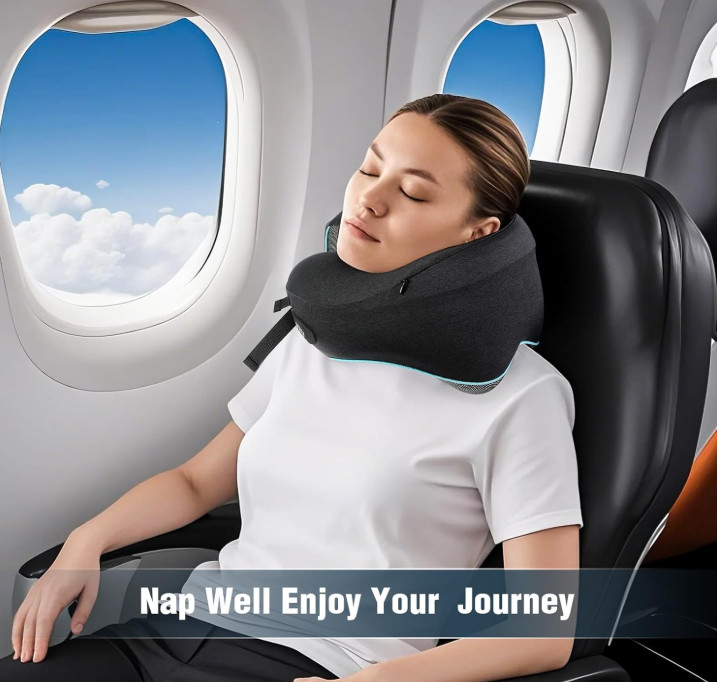 Memory Foam Neck Pillow Airplane Comfort Ergonomic Support Medium Size Soft