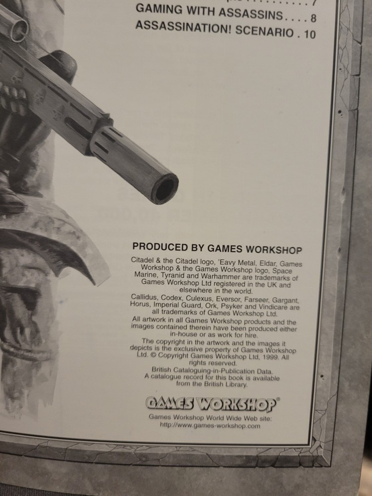 Warhammer 40k Codex Assassins Supplement Games Workshop Citadel Guide Book