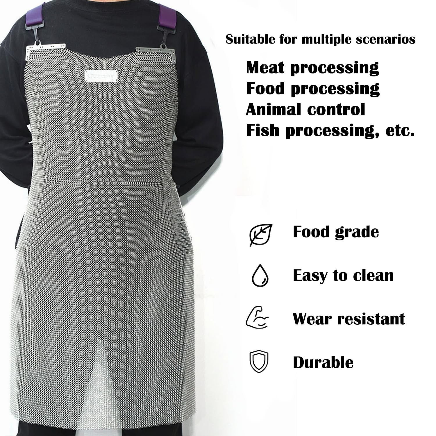 Chainmail Apron for Butcher, Cut Resistant Apron for Meat Cutting, Food Grade...