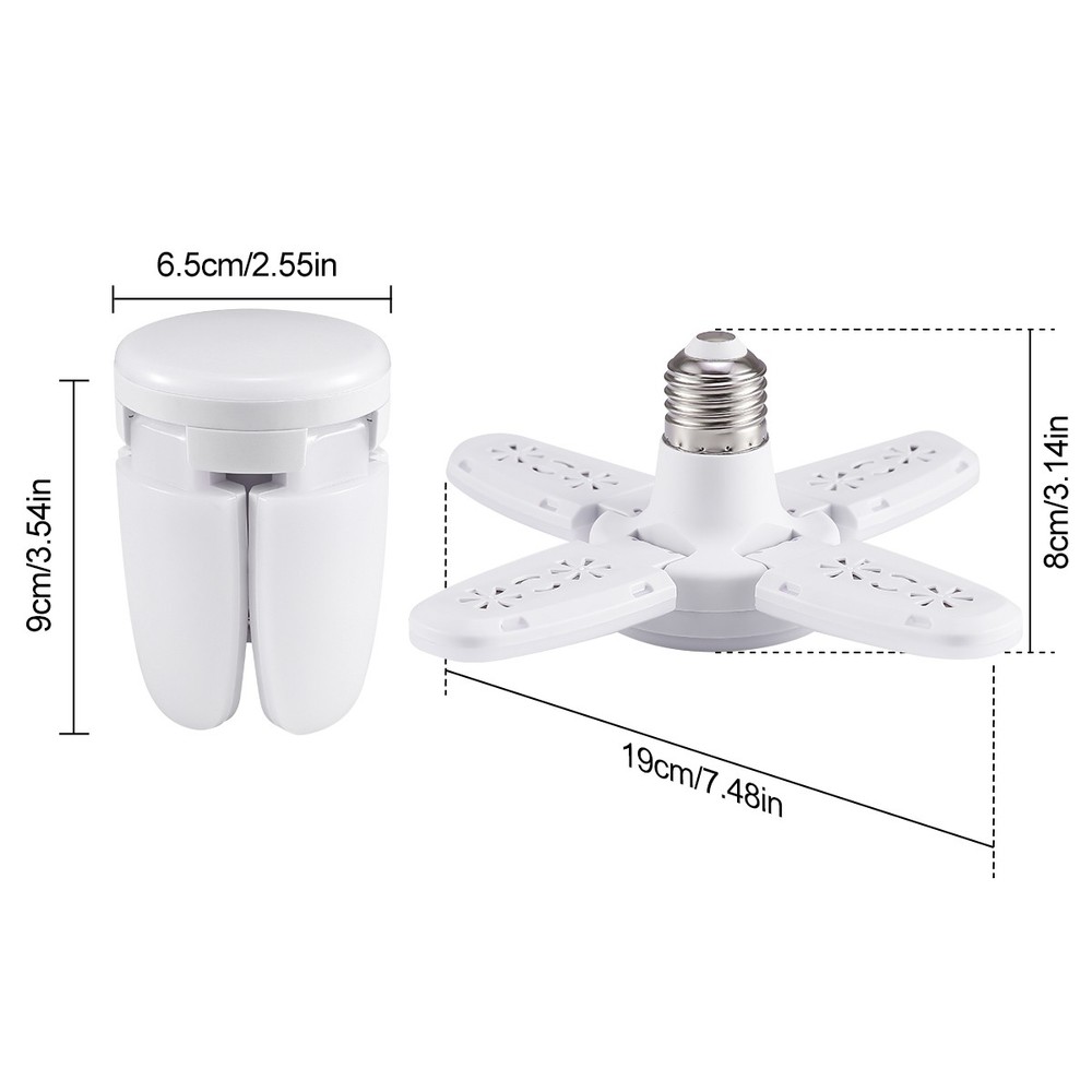 E27 LED Garage Light Bulb Deformable Ceiling Fixture Lights Workshop Lamp