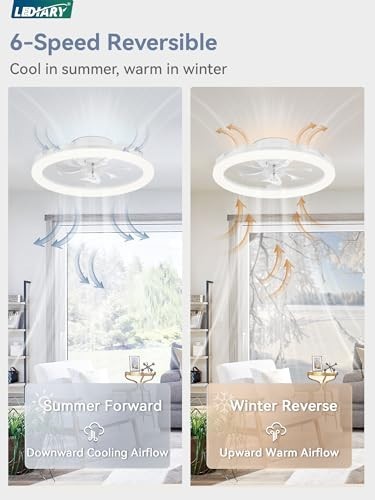 20" Low Profile Ceiling Fan with Lights, Remote & APP Control, Dimmable, 6 Speed
