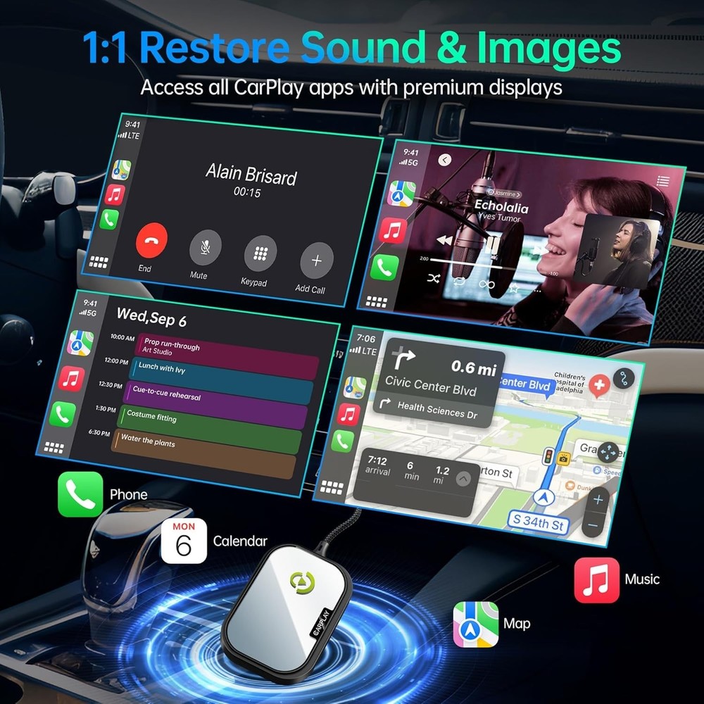 Wireless CarPlay Adapter Plug & Play iPhone Auto Connect 2017 Plus Compatible