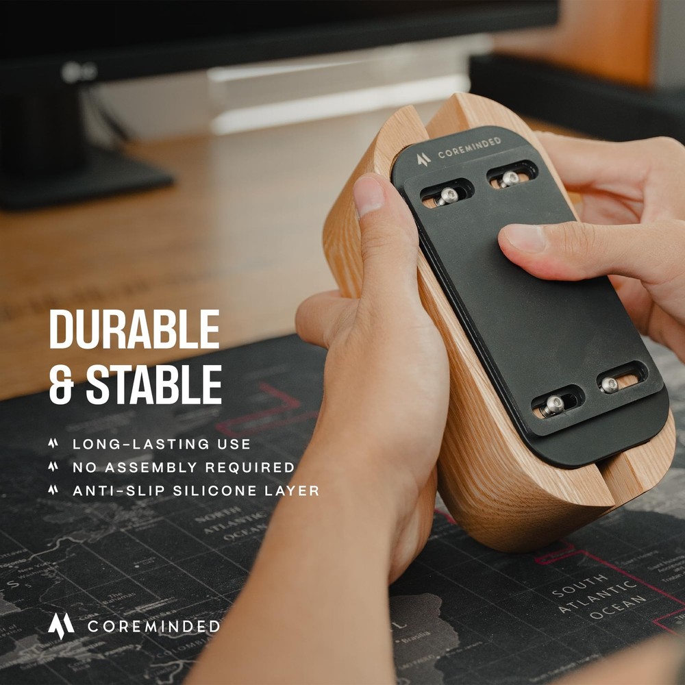 COREMINDED Adjustable Vertical Laptop Stand for Desk, Single, Solid Walnut