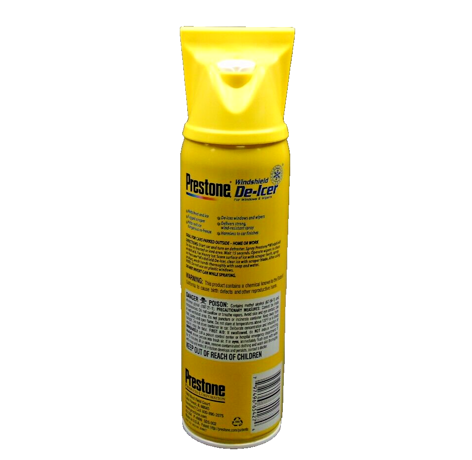 Prestone Windshield De-Icer Spray Cans 2 pack 17oz ea with Built in Scraper