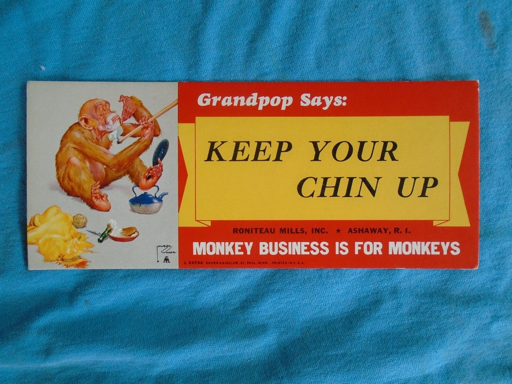 WWII ink blotter, Monkey business is for monkeys