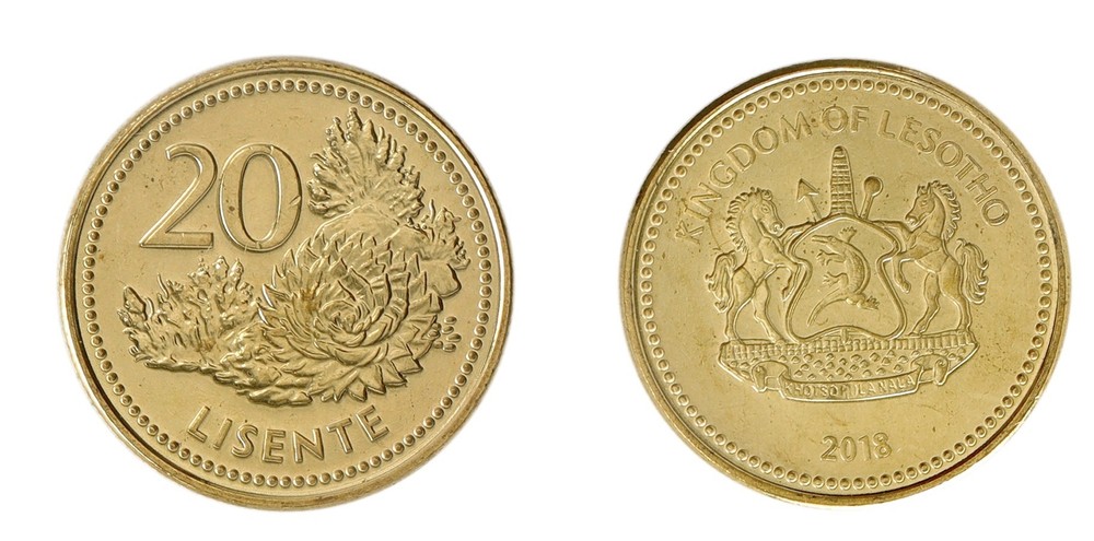 Lesotho 20 Lisente, 1998, KM #64, Mint
