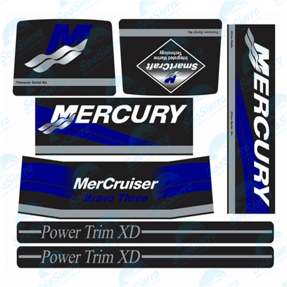 MerCruiser Bravo 3 Drive Engine Blue Decals Sticker Kit