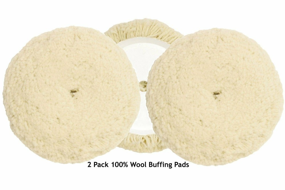 7-1/2” 100% Wool Hook & Loop Buffing Pad Compound Cutting & Polishing - 2 Pack