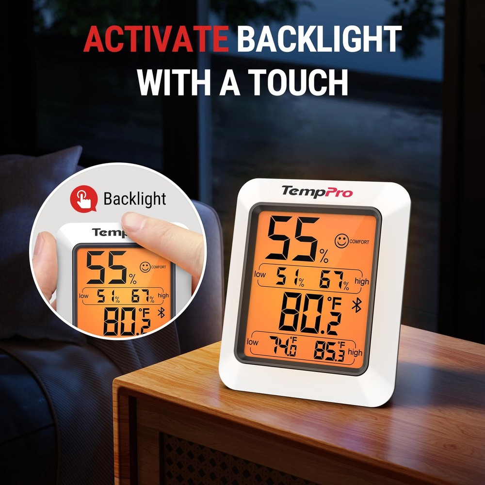 TempPro Hygrometer Thermometer for House, Bluetooth Room Indoor