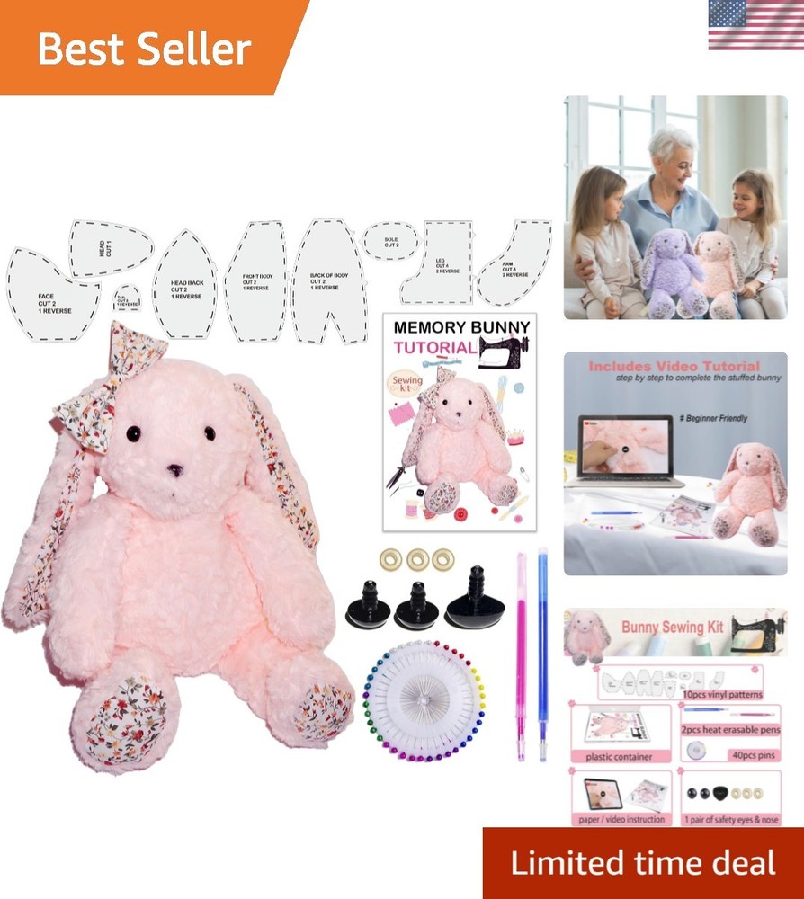 18 Inch Memory Bunny Patterns Templates for Sewing with Instruction, Beginner...