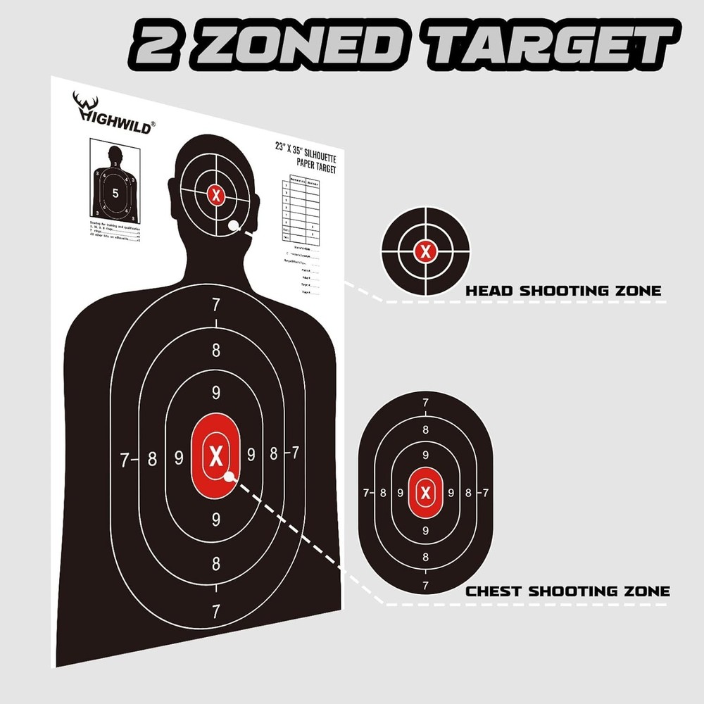 Versatile 23X35" Shooting Range Silhouette Paper Targets - 20 Pack for Accuracy