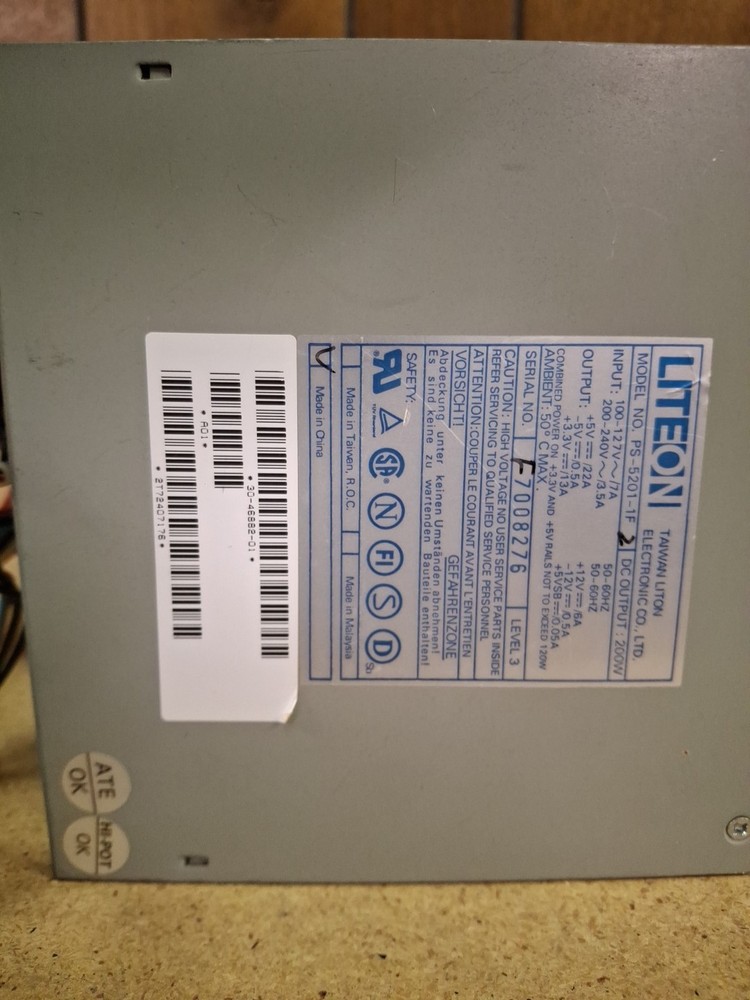 Vintage LITEON PS-5201-1F 200W POWER SUPPLY