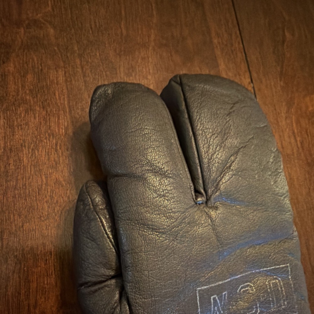 2 RIGHT HAND WWII USN Leather Shearling Mittens Large Original Military Gear