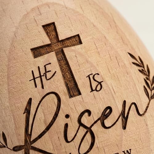 1PCS He is Risen Resurrection Egg, Wooden Easter Eggs, He is Risen Wooden Egg