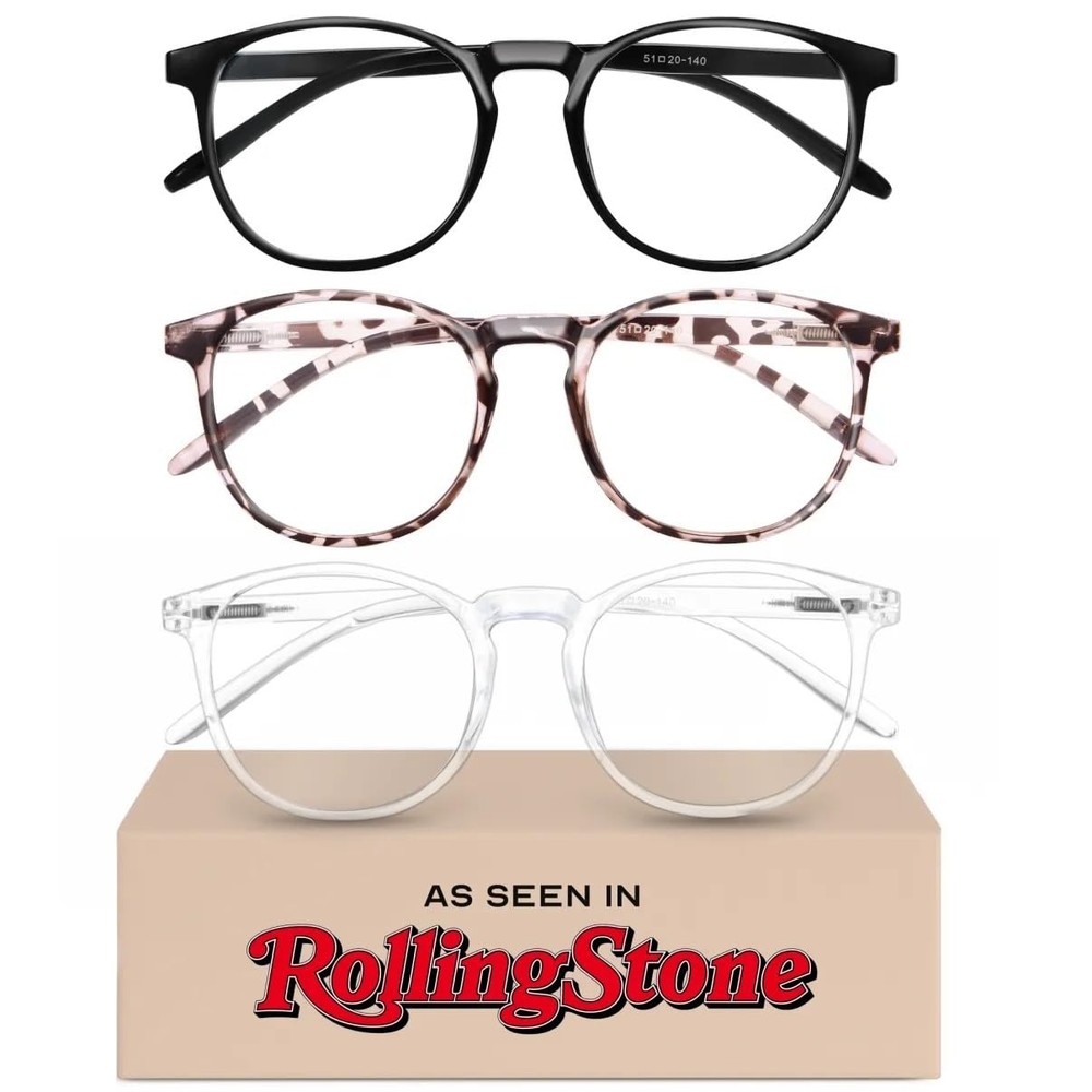 Chic & Comfy Blue Light Glasses for Women - 3-Pack Round Frames, Screen-Ready...