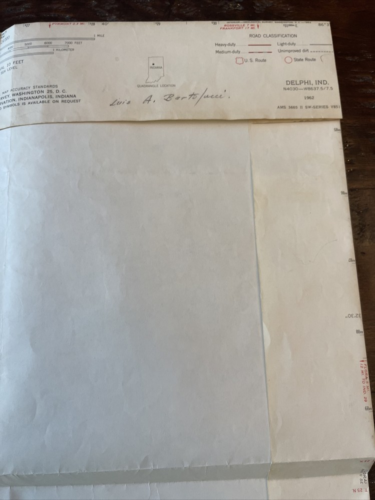 Delphi Quadrangle Indiana Original Topographic Topo USGS Map
