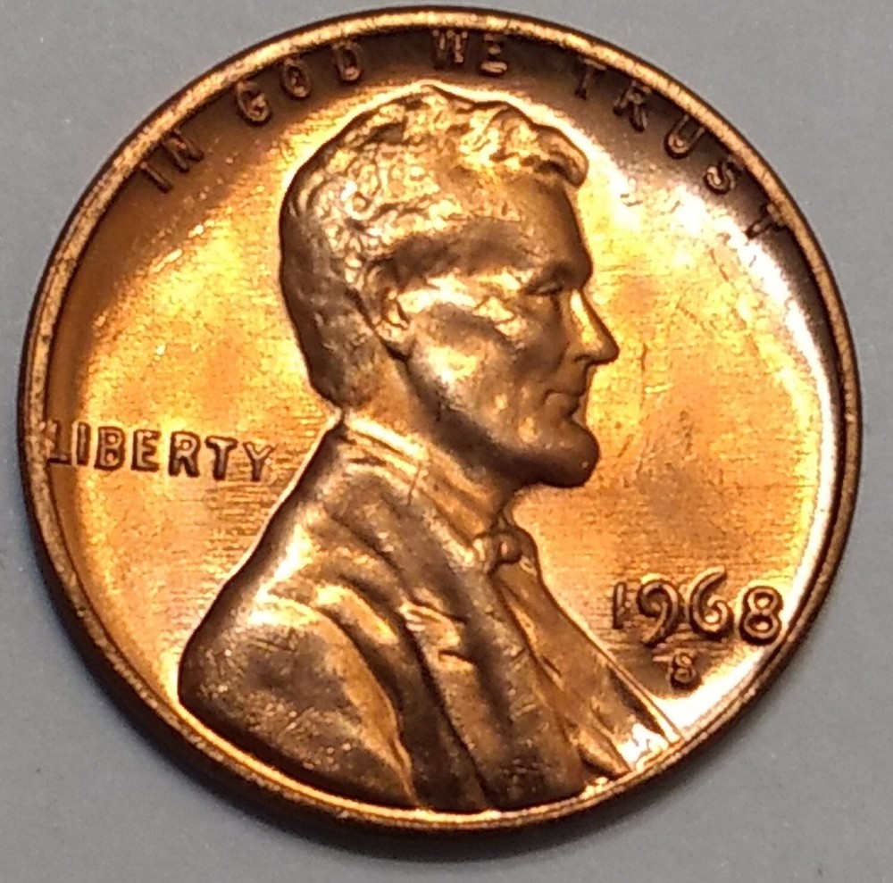 1968-S Mint State Lincoln Cent ~ RB ~ Toned