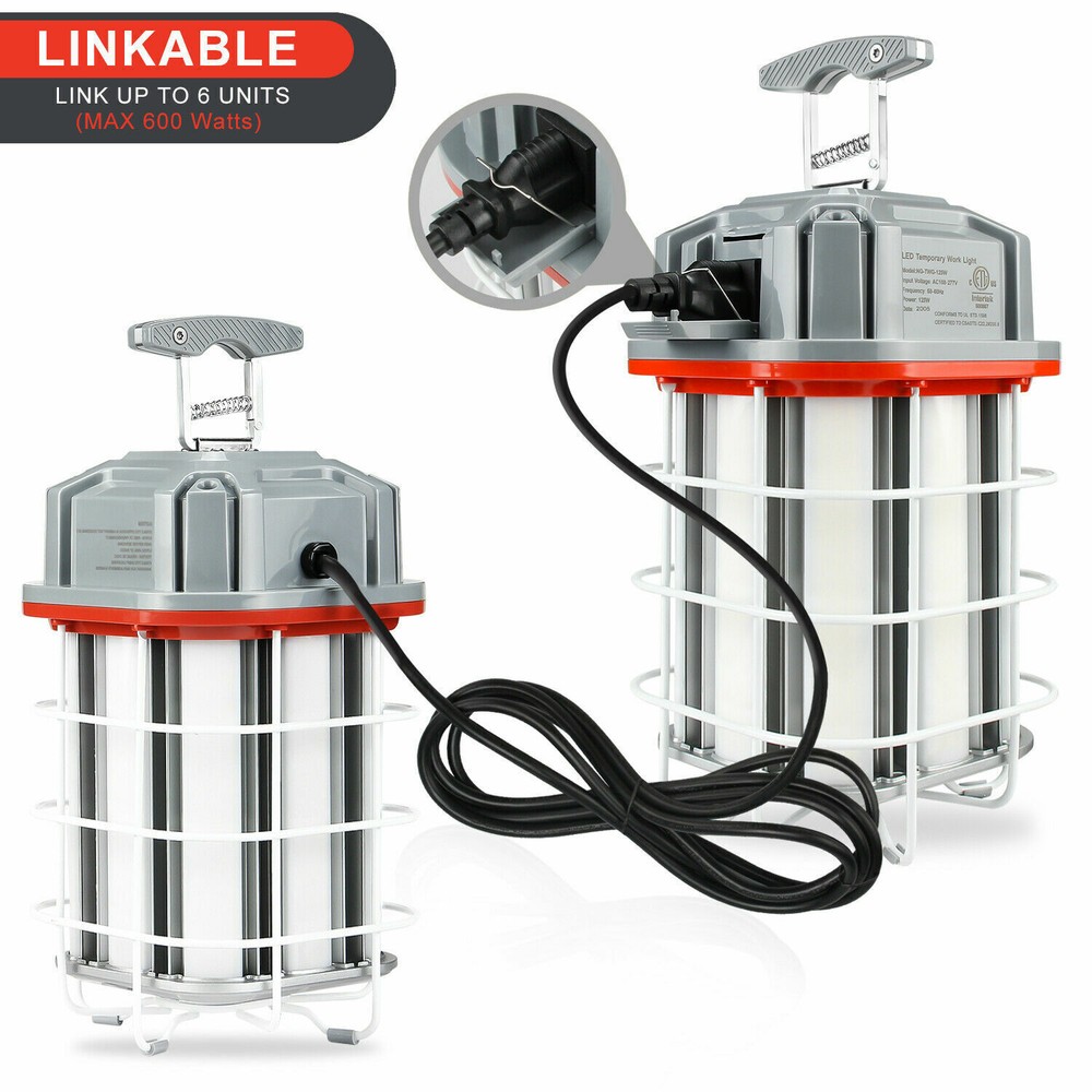 150W LED Temporary Work Light 5000K Linkable Construction Lights with 10ft Cord