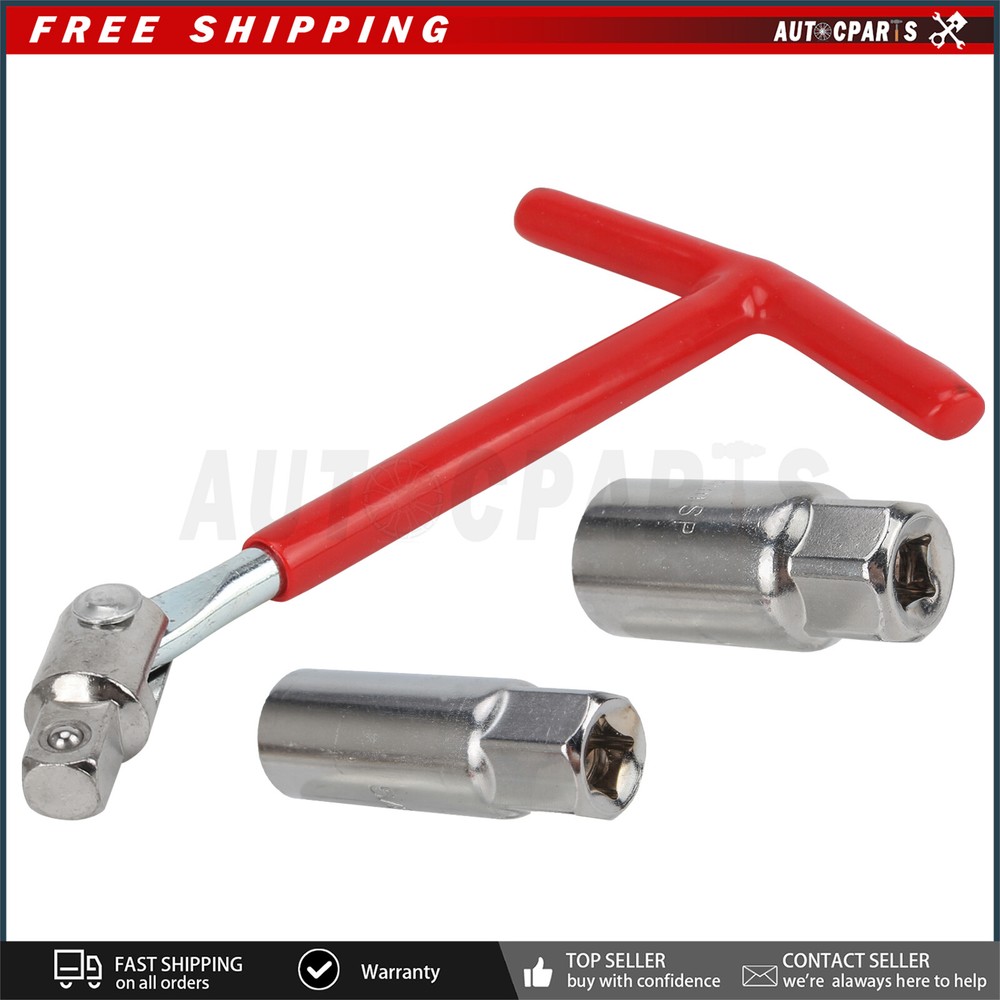 Spark Plug Removal Tool 16mm & 21mm T-Handle Flexible Spanner Socket Kit