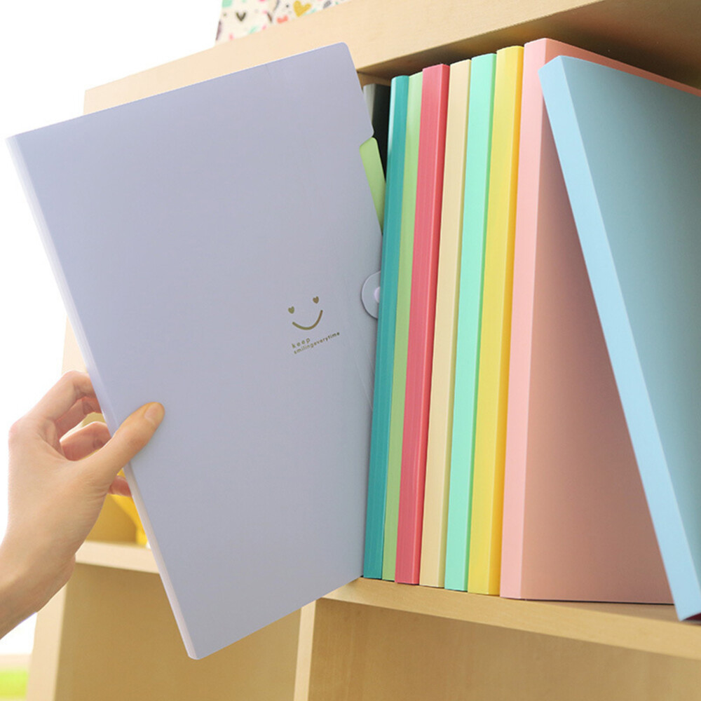 1PC Creative Office Folder 10 Colors 5 Pockets Plastic Expanding File Folders