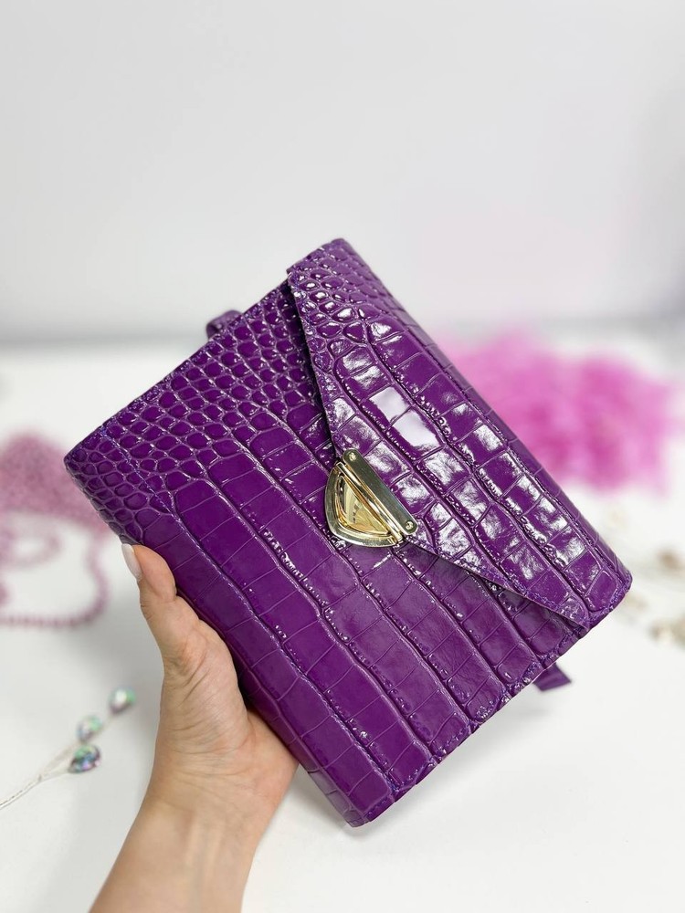 Handmade leather  planner.Violate Genuine Leather Organizer- Croc Print notebook