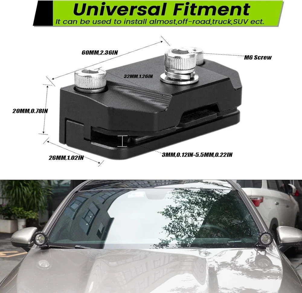 Ditch Light Brackets Hood Mount - 2PCS Universal Universal Ditch Light Brackets