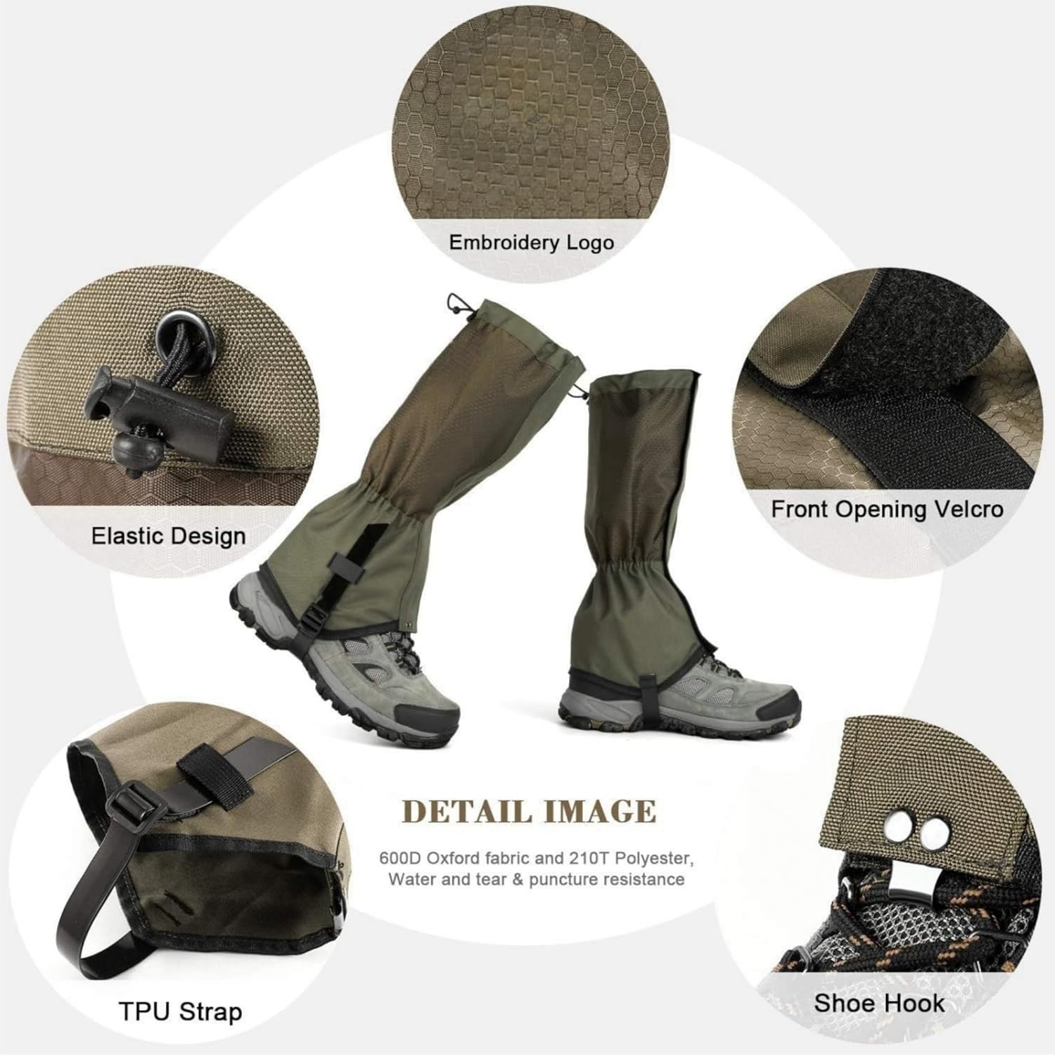 Adjustable Leg Gaiters for Men Women,Snow Boot Guard Gators,Shoe Gaiters,Waterpr