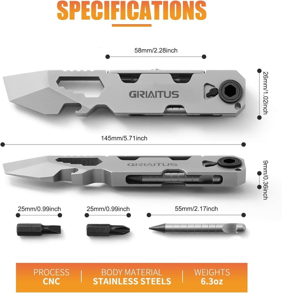 Versatile Multitool EDC Pry Bar with Bi-Directional Ratchet & Everlasting Pen