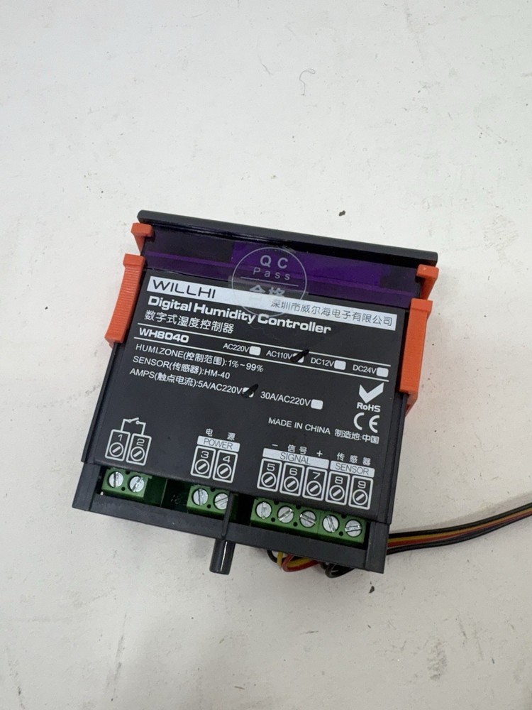 WILLHI WH8040 Digital Humidity Controller Electronic Humidity Control 12v Used
