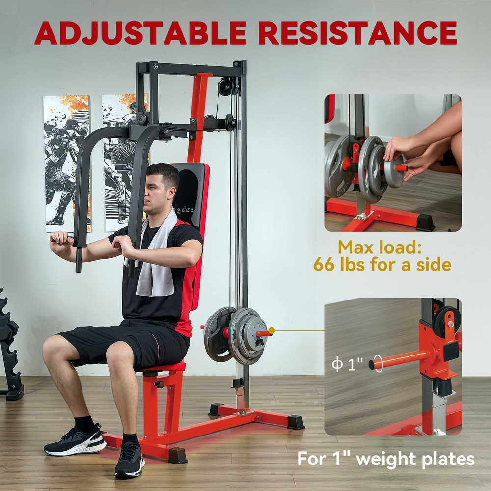 Soozier Chest Fly and Press Machine for Upper Body Training, Red