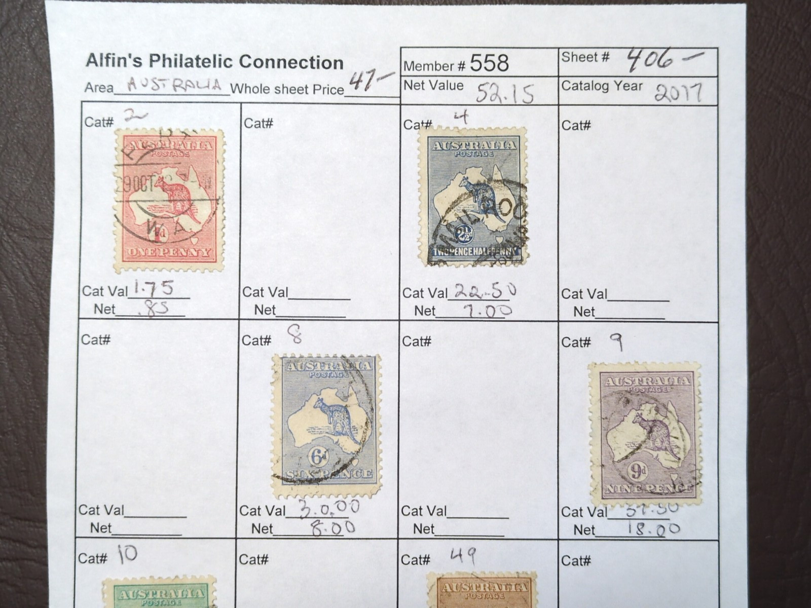 APC W5645 Australia over $100 scv KANGAROOS not watermarked checked