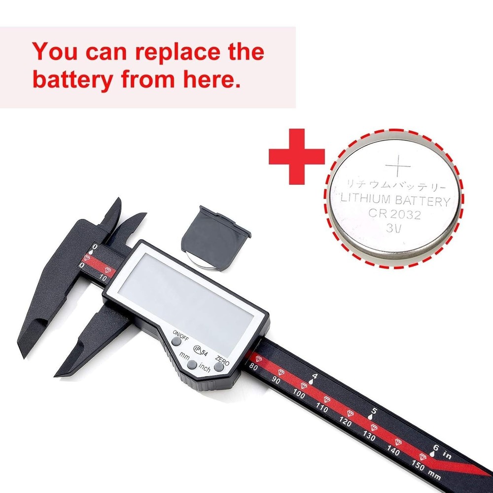 Professional 0-6'' Digital Measuring Caliper with Large LCD & Auto-Off Feature