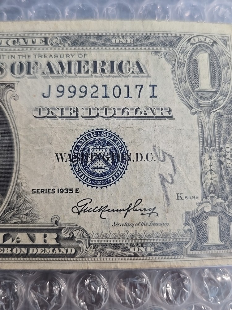 Three-$1 1935E "NO MOTTO" SILVER CERTIFICATE NOTES