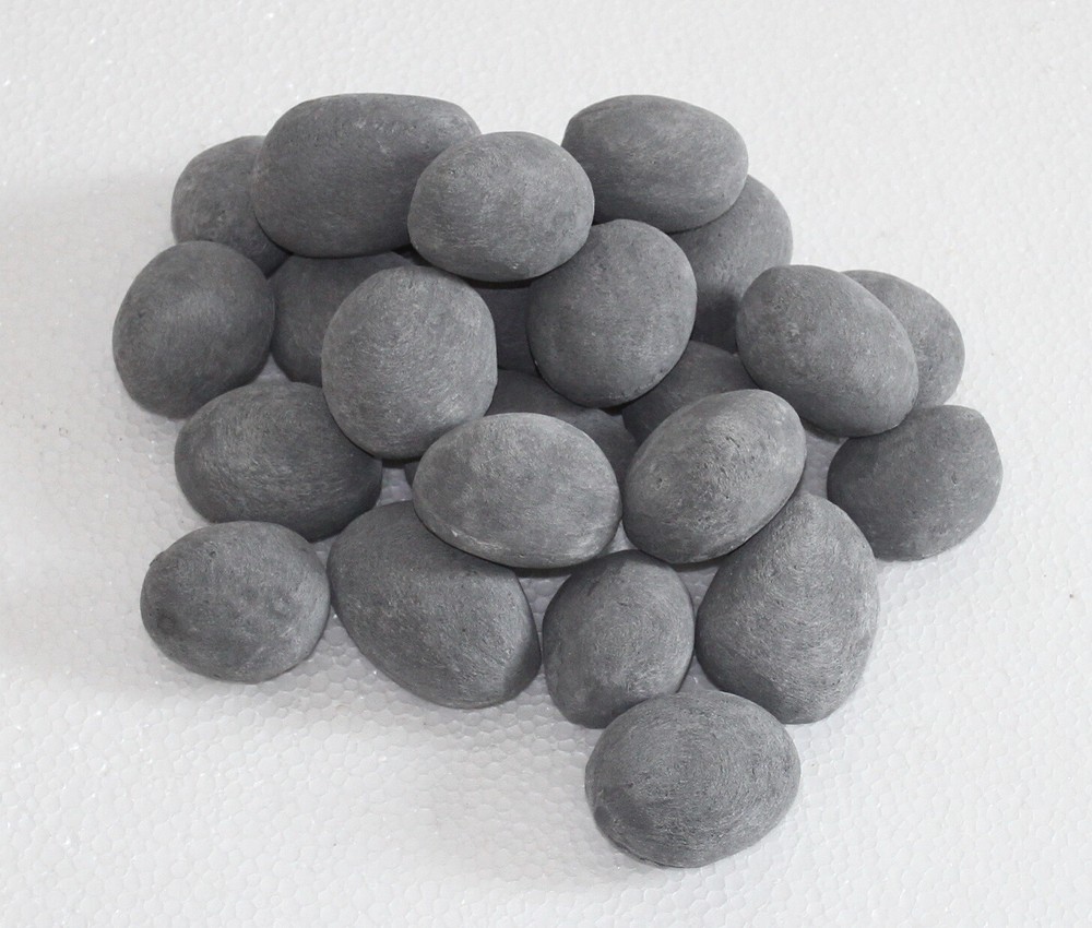 24 Pcs Gray Ceramic Fireplace Pebbles For Gas Fireplace Rustic Firepits,Stoves