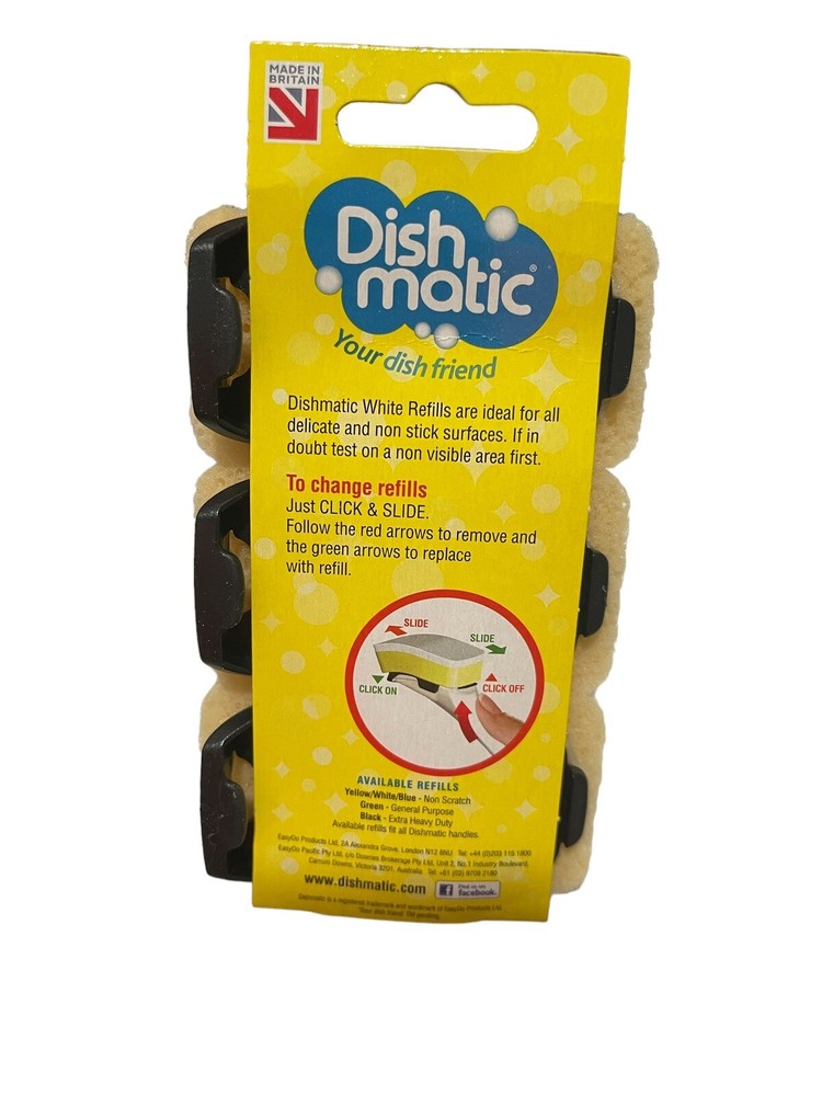 Dishmatic White Non Scratch Sponge Scourer 3 Pack Refill Replacements
