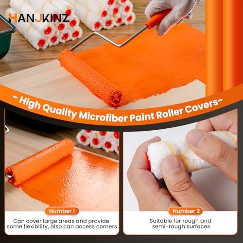 Microfiber Paint Roller Covers, Paint Roller 10 pcs 6" Microfiber Roller Cover