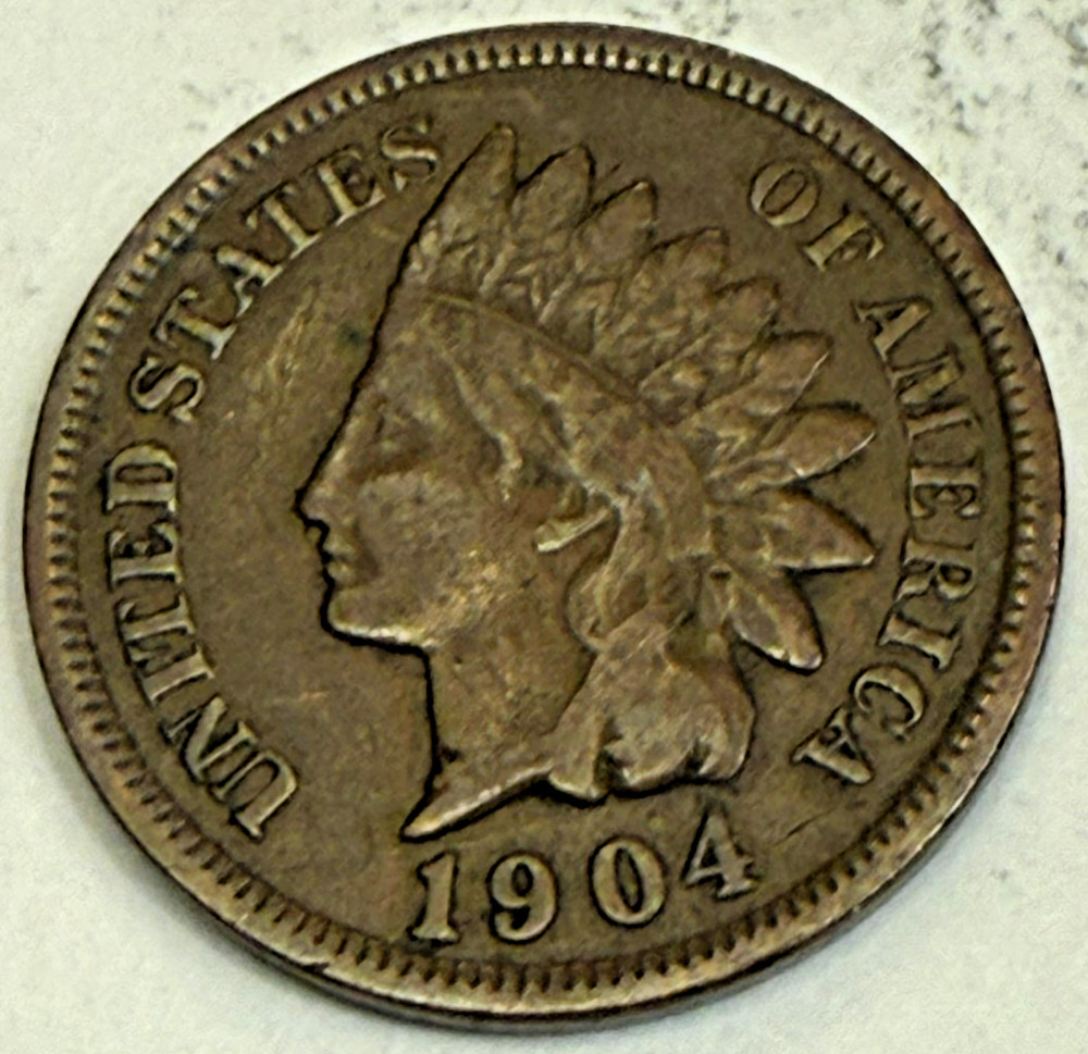 1904 P Indian Head Cent Penny  AVE CIRCULATED