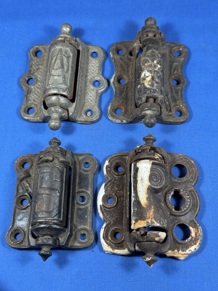 4 Different Spring Loaded Hinges, Full Working Condition, Screen Door Hardware