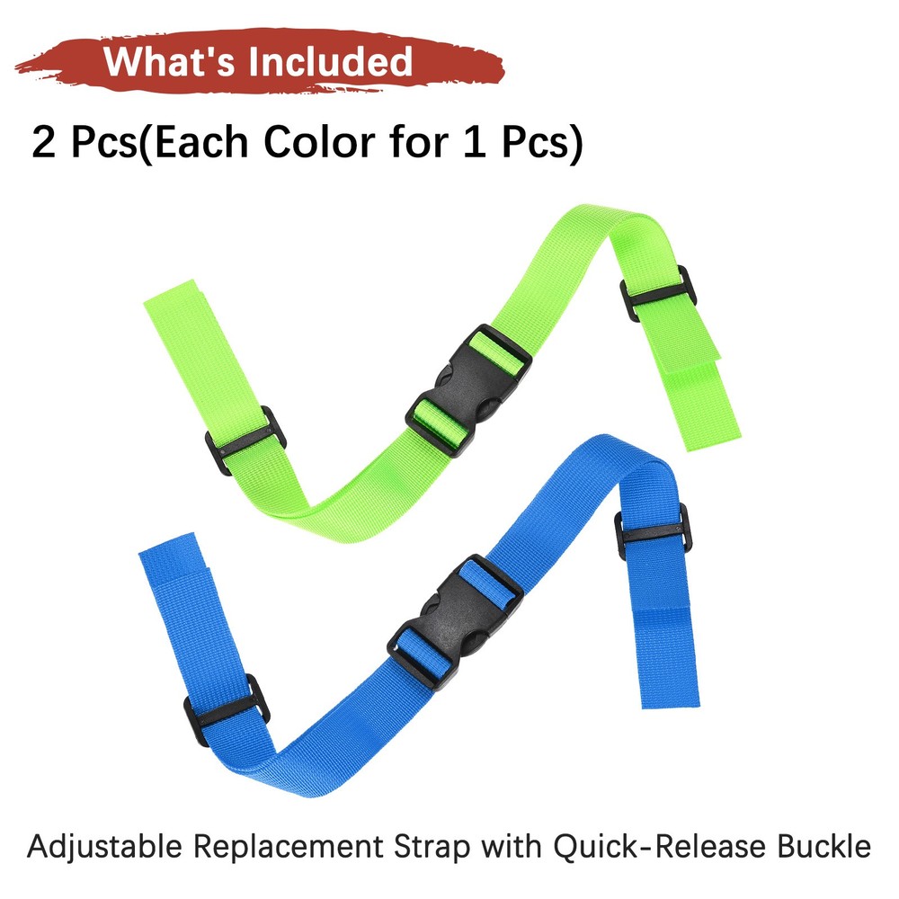 2PCS Backpack Chest Strap with Quick Release Buckle - [Fluorescent Green & Blue]