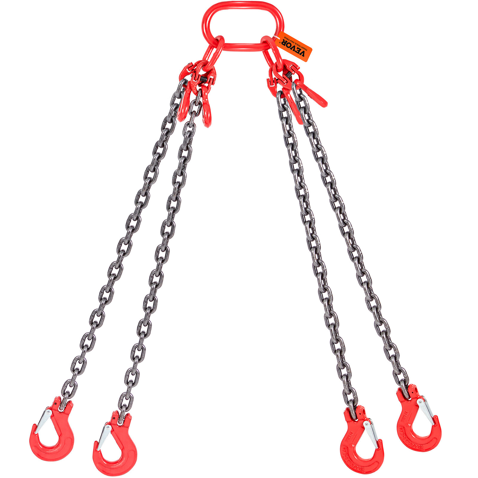 VEVOR 5/16'' x 5' Chain Sling 4 Legs G80 Lifting Chain with Grab Hooks 11000lbs
