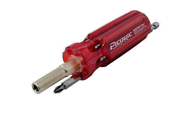 PICQUIC SIXPAC Plus Screwdriver Multi Bit with 7 Hex Bits - "Ruby Red"