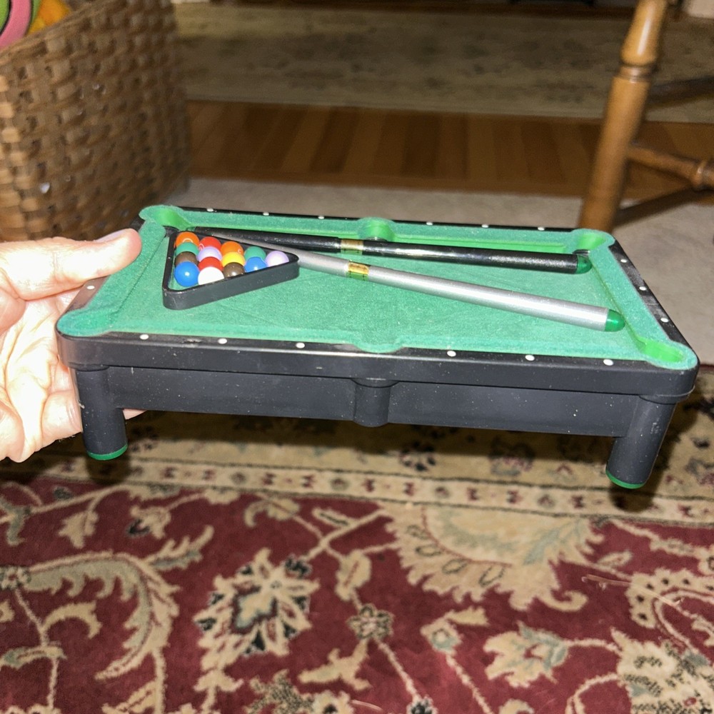Mini Tabletop Pool Game Set with Balls, 2x Cue Stick,- Missing 1 Ball